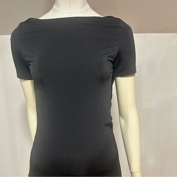 Revolve House of CB London Satin Short Sleeved bodycon Dress W/ Draped Cowl Back - Picture 5 of 13